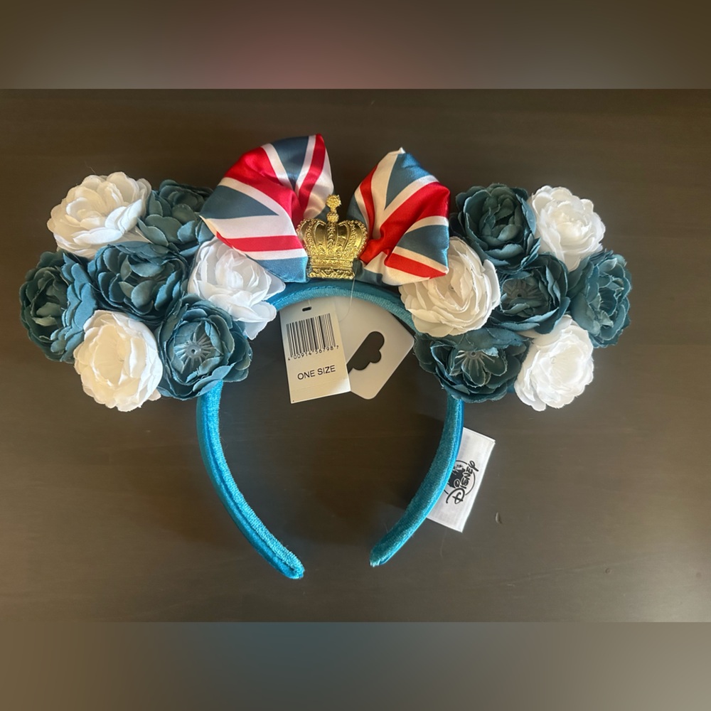 🆕 Disney Parks Epcot UK Pavilion Royal Crown Minnie Ears 👑🌹🇬🇧